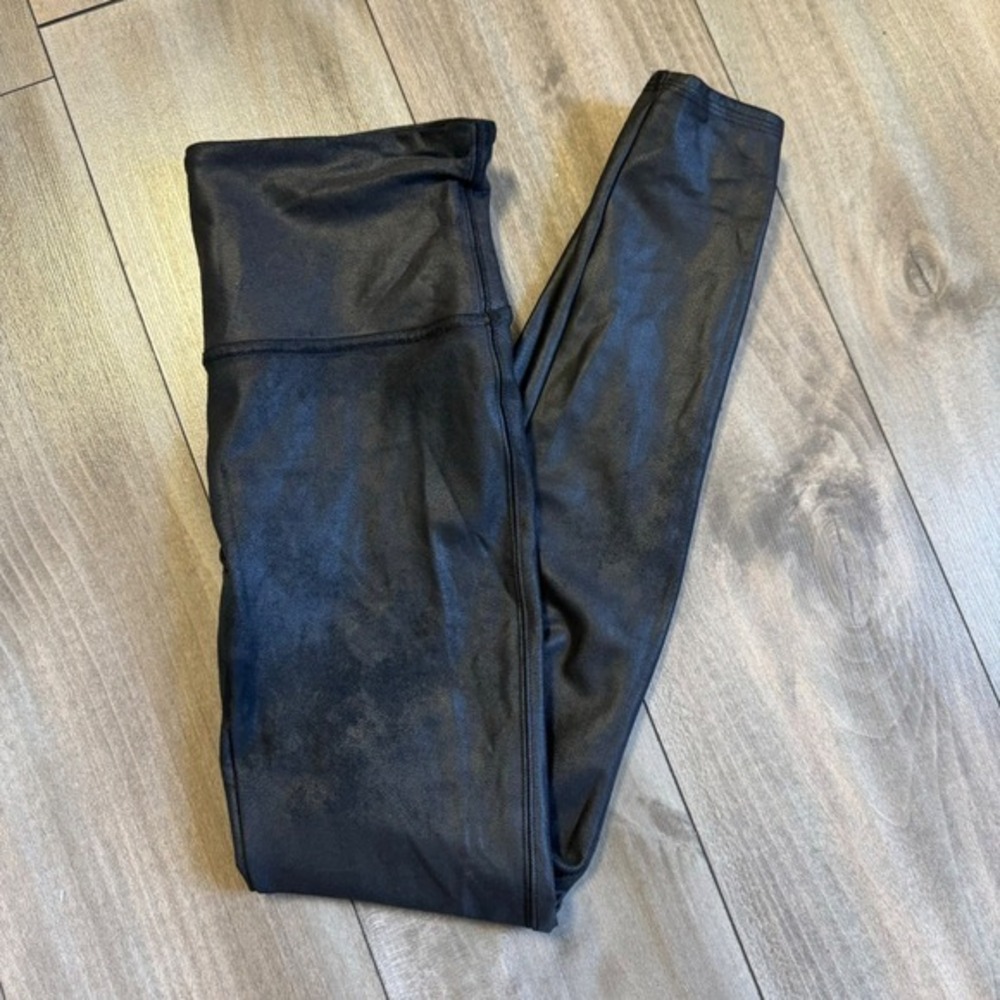 SPANX Faux Leather‎ Leggings High Waist Black Womens Size L/Large P-51